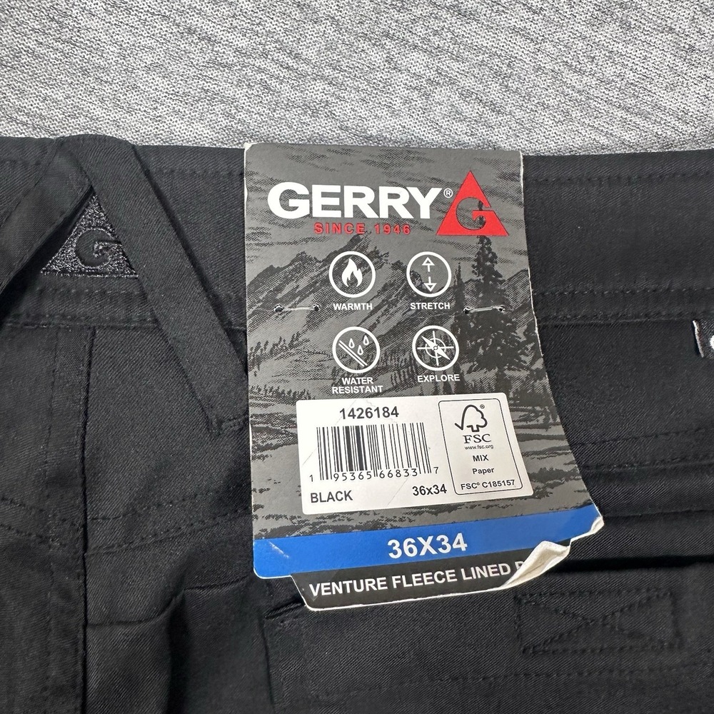 Gerry Venture Fleece Lined Pants Mens Size 36x33 Black Straight Outdoor READ - Picture 8 of 11